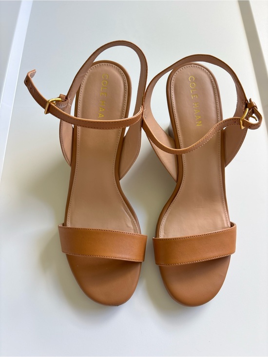 Cole Haan Shoes - Cole Haan Strappy Tan Wedge Sandals Size 8 B